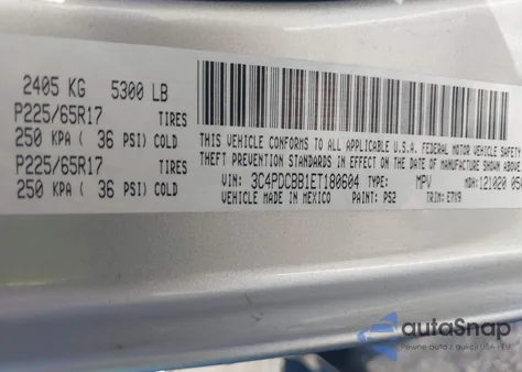 2014 Dodge Journey Sxt from USA, damaged, VIN 3C4PDCBB1ET180604